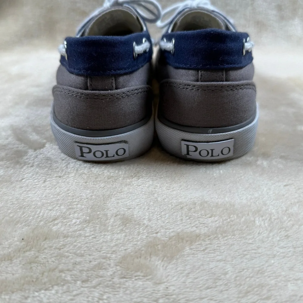 Polo Ralph Lauren Women's Lander Canvas Boat Shoes Deck Shoes‎ Gray/Blue Size 7D